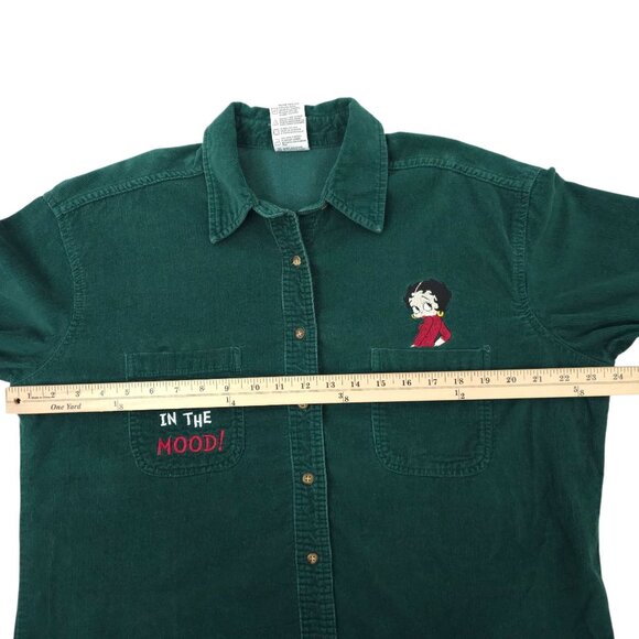 Betty Boop Corduroy Button Front Shirt Womens XL Vintage 2000 King Features - Picture 4 of 16